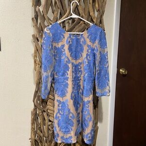 For Love And Lemons Blue Floral Long Sleeve Dress